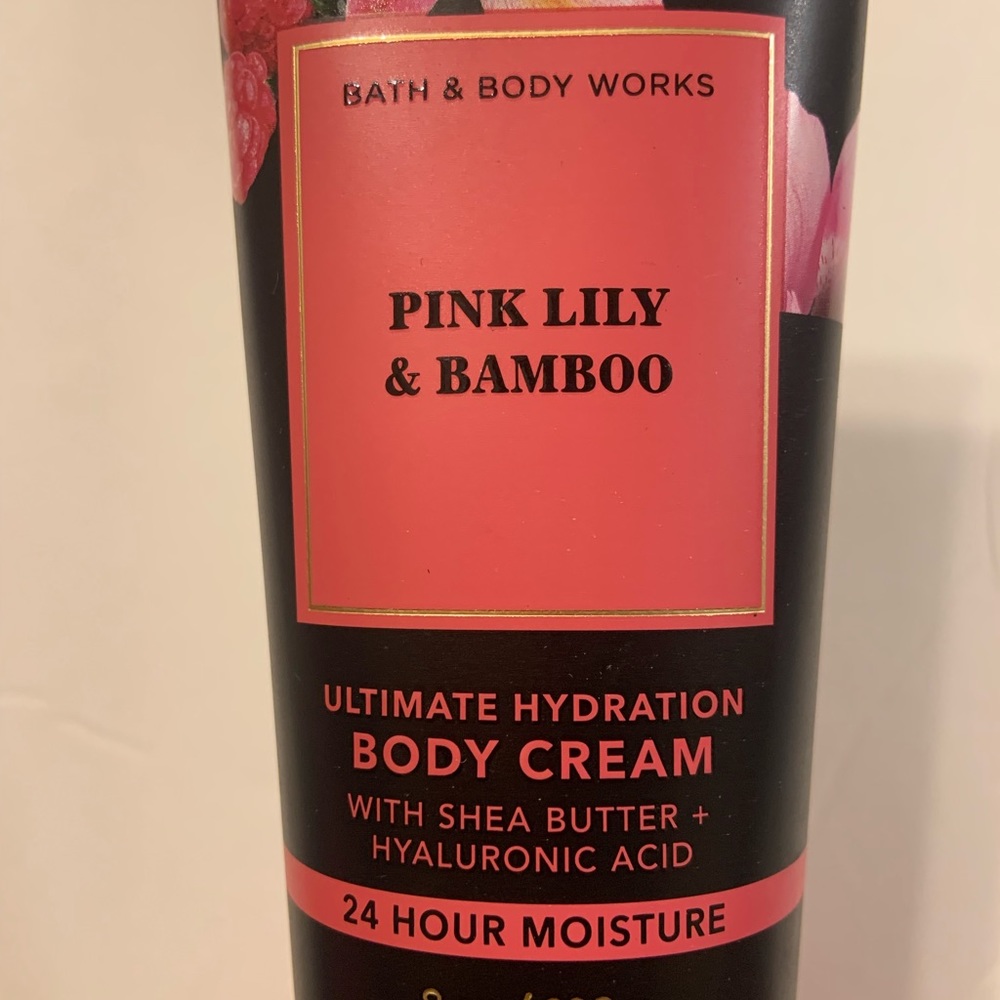 Pink Lilly and bamboo Bath and Bodyworks  body cream
